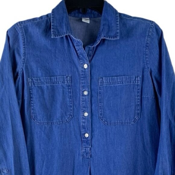 Old Navy Chambray Shirt Dress Long Sleeve Unlined Lightweight BOHO Size - Picture 3 of 6
